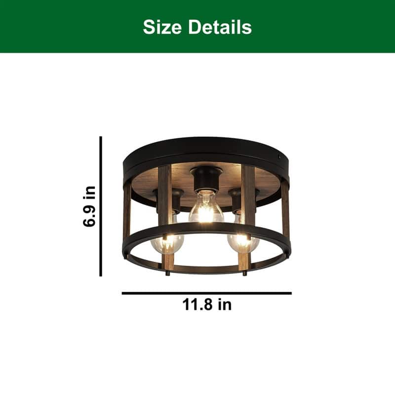3 Light fixture lights black ceiling lighting wood kitchen ceiling lamps - N/A