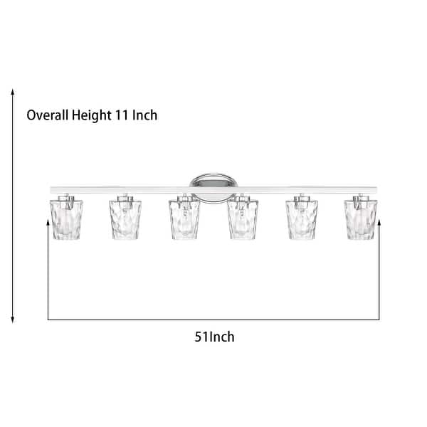 Acroma 6-light Modern Nickel Bathroom Vanity Light with Art Glass - 51 inches