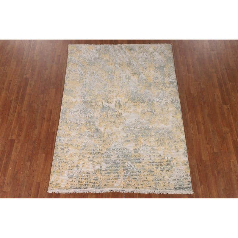 All-Over Striped Abstract Area Rug Handmade Wool Carpet - 5'6"x 7'6"