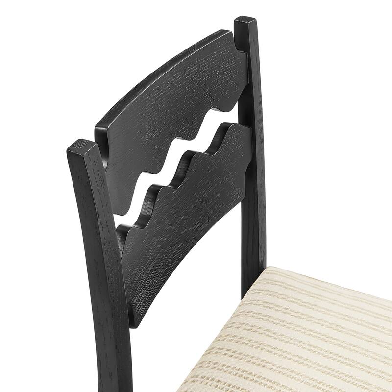 Jax Oak Wood Dining Chair With Wavy Razor Back and Cushion