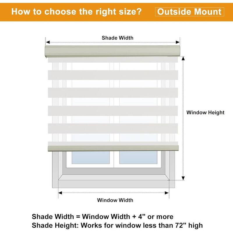 Cordless Zebra Blinds for Windows Free-Stop Roller Windows Shades - 35" W X 64" H