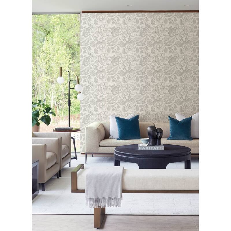 A-Street Prints Culver Grey Jacobean Wallpaper