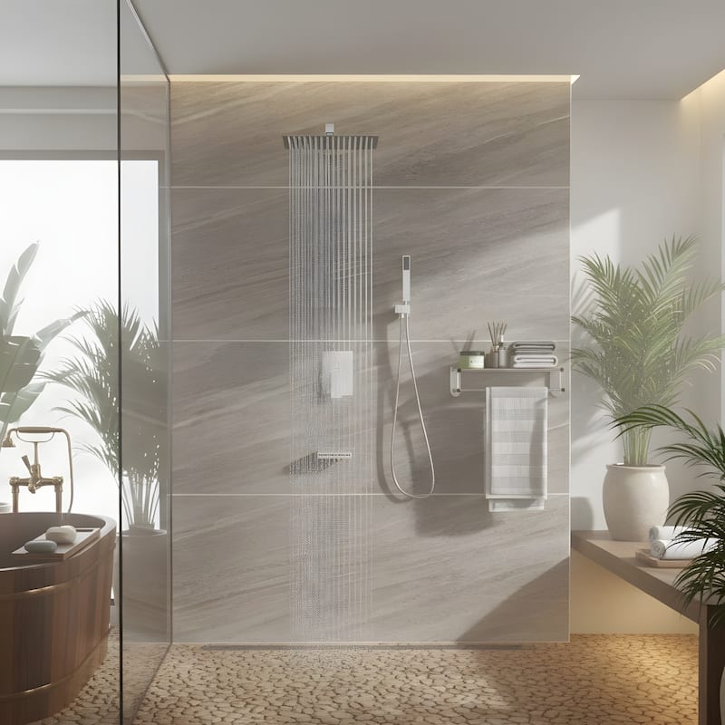 Modern Wall Mounted Square Shower System