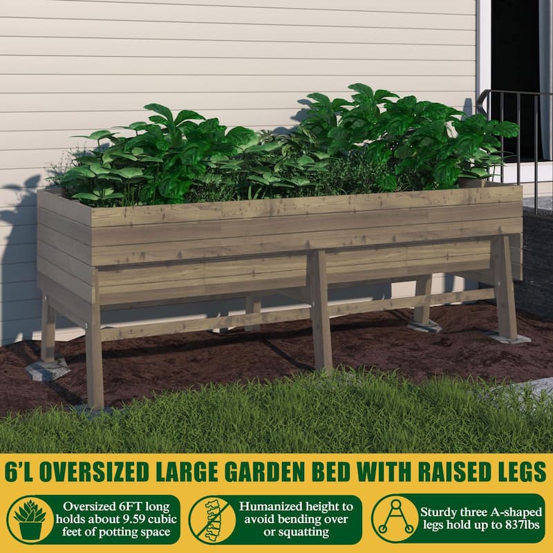 VEIKOUS Wooden Raised Garden Bed for Vegetables Oversized Deep Planter Box with Liner