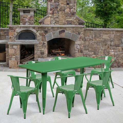 Rectangular Metal Indoor-Outdoor Table Set