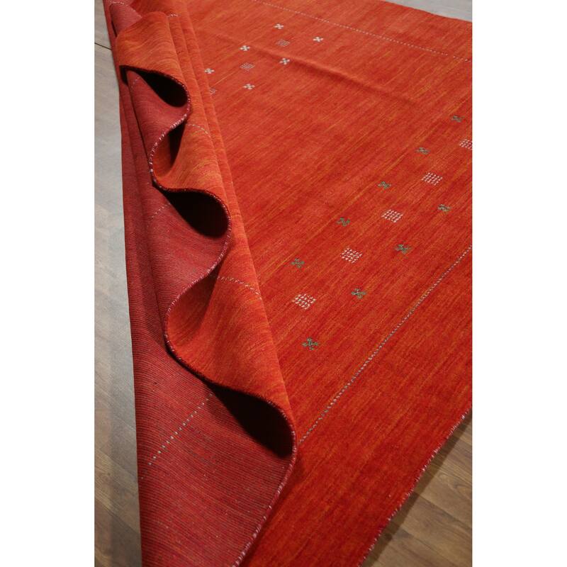 Hand Knotted Oriental 100% Wool Carpet Tribal Tribal Oranges & Rust Gabbeh Area Rug - 9' 7'' X 8' 3''