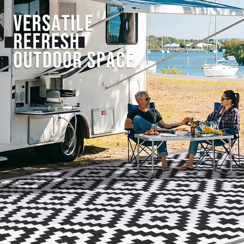 Waterproof Outdoor Rug 6x9 ft, Reversible Plastic Straw Patio Rug for