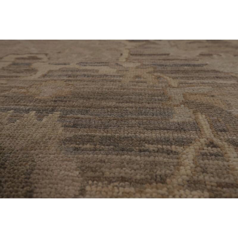 Vegetable Dye Beige Oushak Turkish Area Rug Handmade Wool Carpet - 8'11"x 12'3"