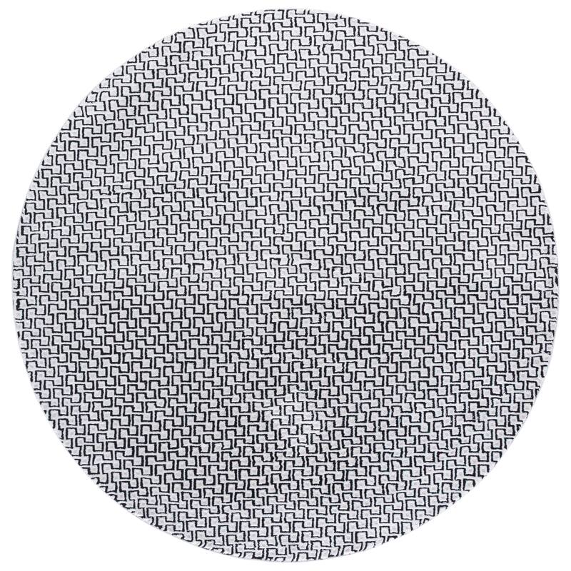 SAFAVIEH Slate Mimy Geometric Rug - 6'7" Round - Ivory/Black