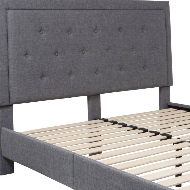 Panel Tufted Upholstered Platform Bed