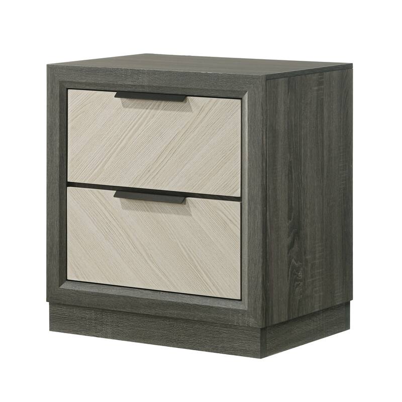 Visalia White/Grey Solid Wood 2-Drawer Modern Bedroom Nightstand