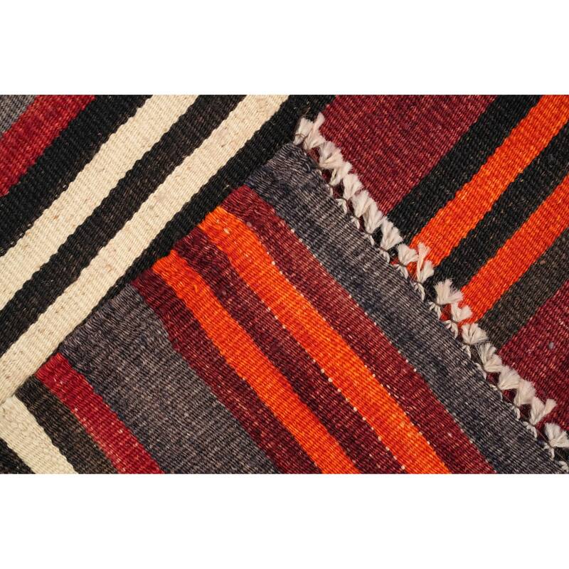Hand Woven Oriental 100% Wool Carpet Southwestern Geometric Multi-Colored Kilim Area Rug - 10' 2'' X 5' 2''