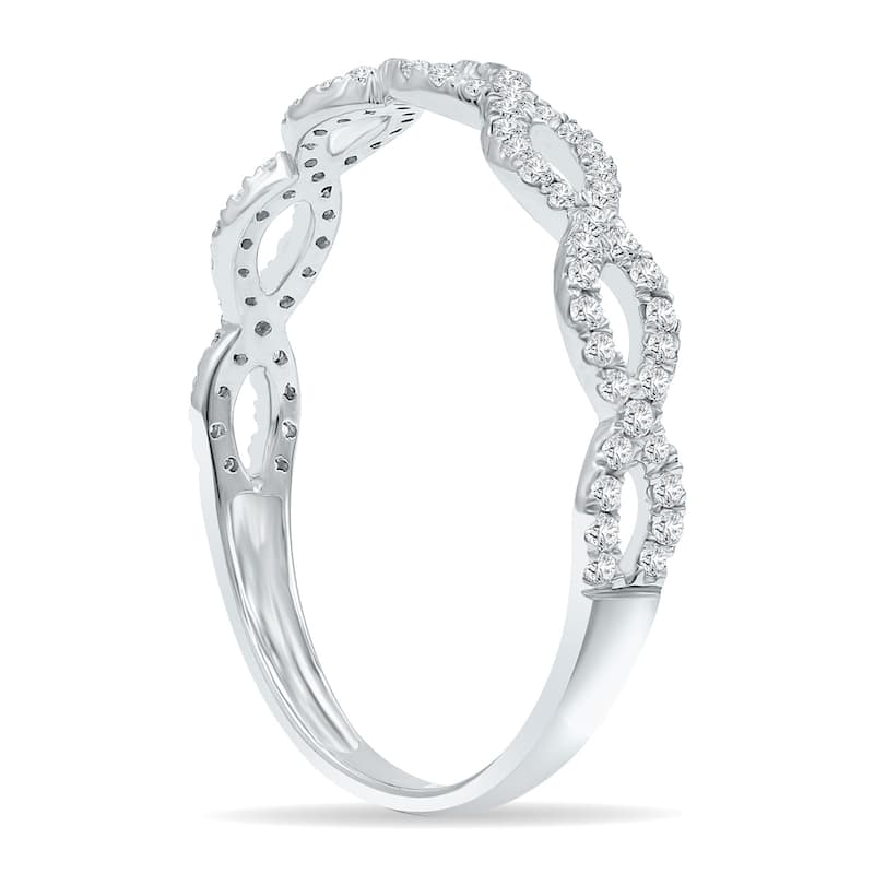 Women's 1/4 Carat TW 3mm Double Row Twisted Diamond Wedding Band in 10K White Gold