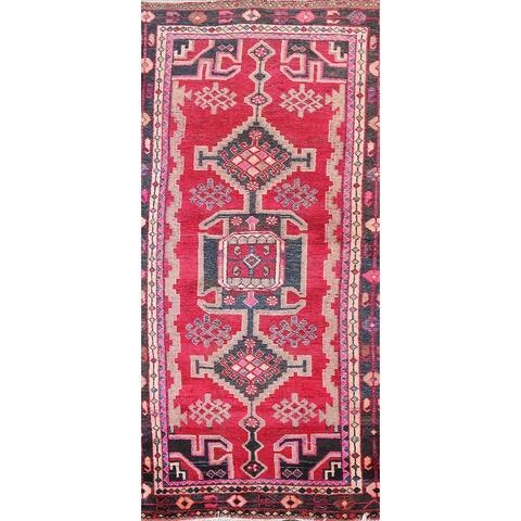 Antique Geometric Lori Persian Wool Runner Rug Handmade Hallway Carpet - 3'4" x 7'4"