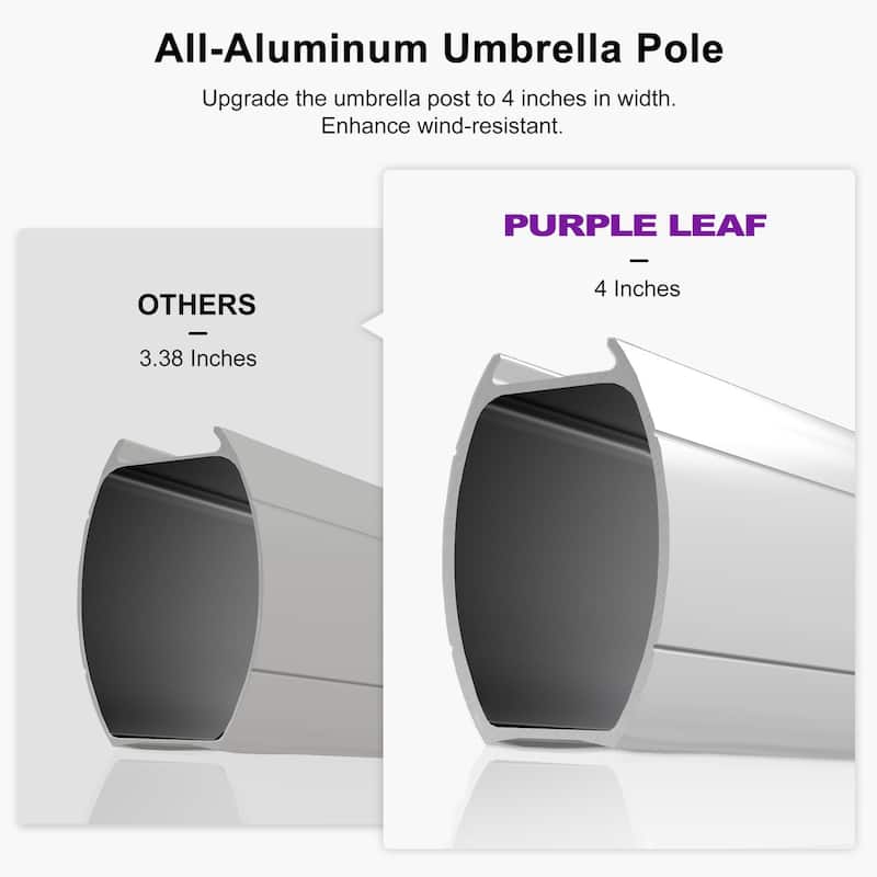 PURPLE LEAF 9ft Square 360 Degree Rotation Patio Offset Umbrella
