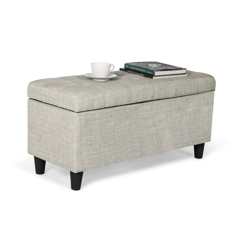 Adeco Storage Ottoman Bed Bench Fabric Tufted Upholstered Foot Stool