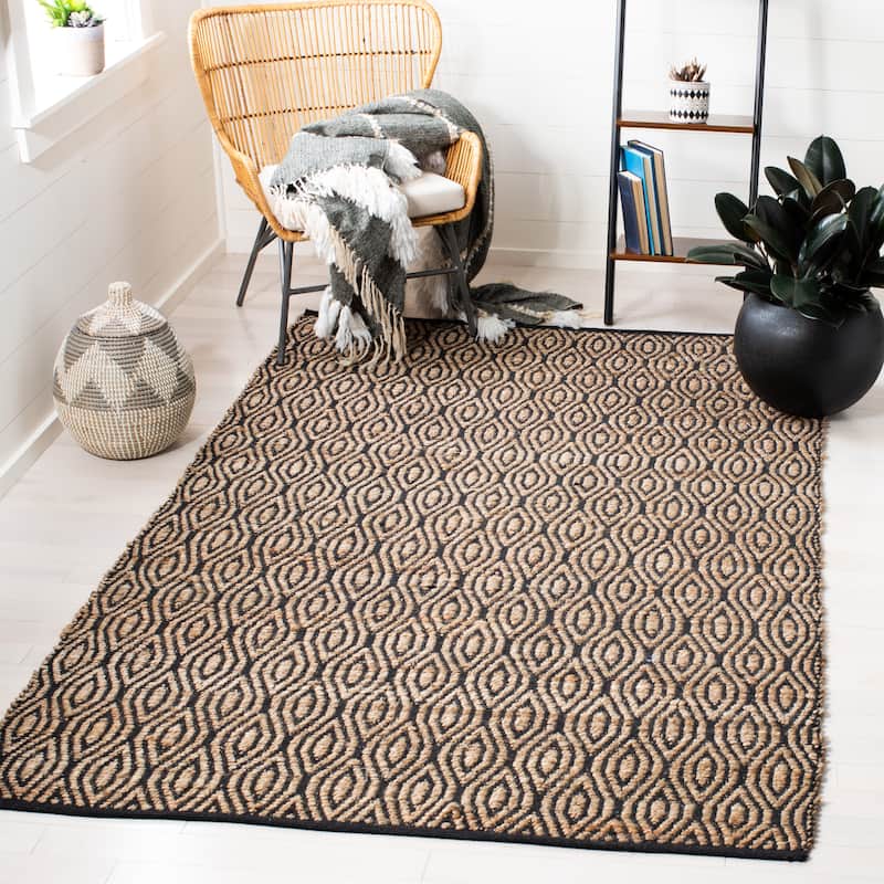 SAFAVIEH Handmade Cape Cod Ursulina Coastal Jute Rug - 9' x 12' - Black/Natural