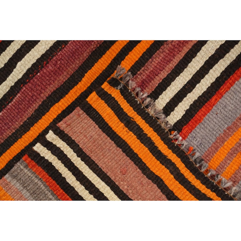 Hand Woven Oriental 100% Wool Carpet Southwestern Geometric Multi-Colored Kilim Area Rug - 10' 2'' X 5' 0''