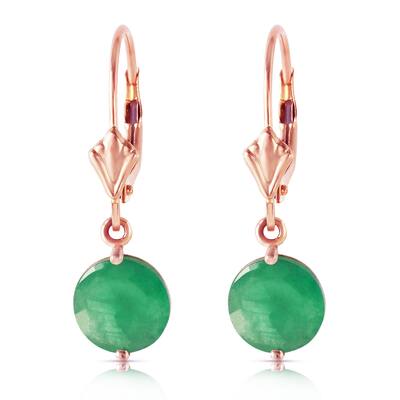14K Solid Gold Leverback Gemstone Earrings Natural Emerald Jewelry