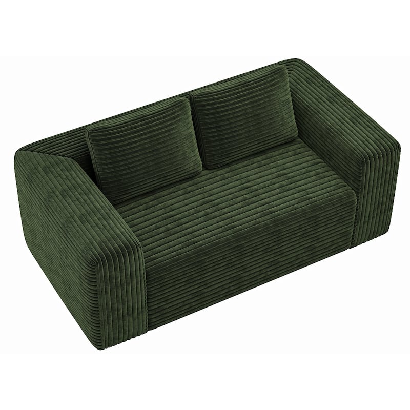 Anmytek Green Corduroy 2-Seater Memory Foam Sofa in a Box Easy Transport No Assembly