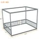 preview thumbnail 8 of 10, Grey Full Size Pine Canopy Frame Floor Bed with Guardrails