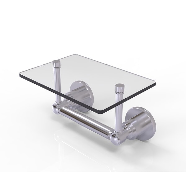Allied Brass Washington Square Collection Two Post Toilet Tissue Holder with Glass Shelf