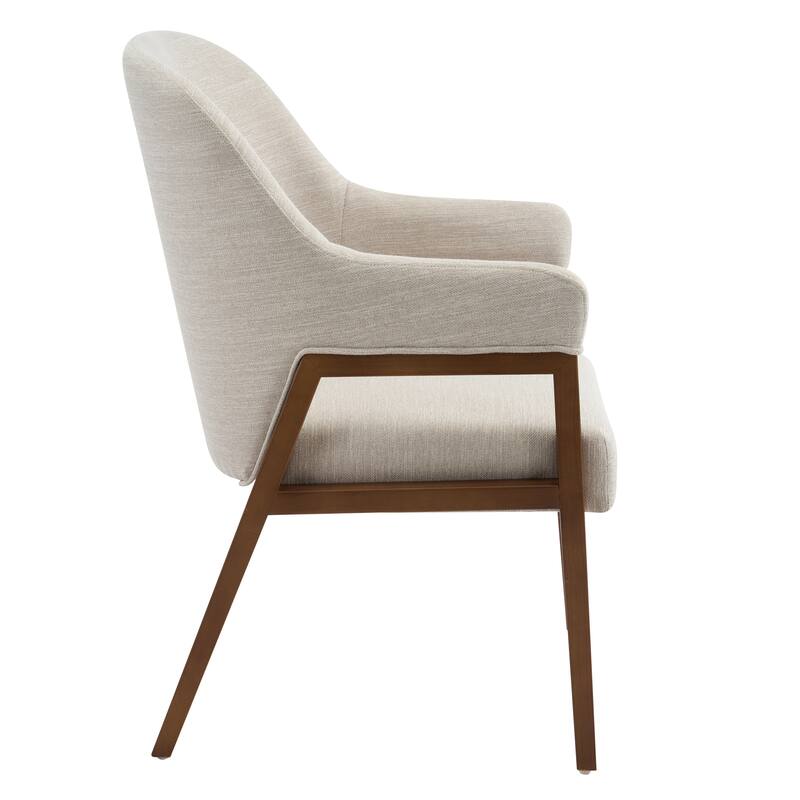 Christopher Knight Home - Modern Upholstered Dining Chair with Armrests and Walnut-Tone Wood