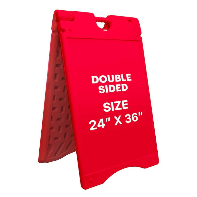 Jumbl A Frame Sandwich Board – 24 x 36” Display Sidewalk Sign with PVC Sign Protector ( Red ) - Red