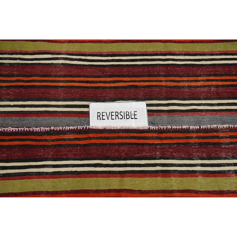 Hand Woven Oriental 100% Wool Carpet Southwestern Geometric Multi-Colored Kilim Area Rug - 9' 5'' X 5' 0''