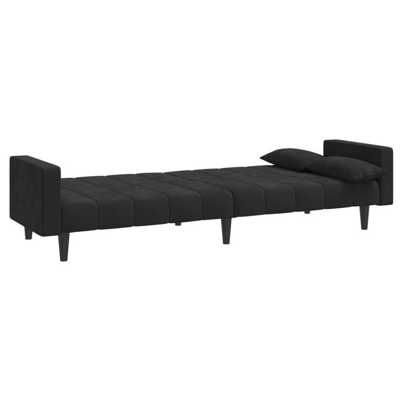 vidaXL Sofa Bed Black Velvet (100% polyester), wood, plastic Large - 33.3 x 86.6 x 27.2 in