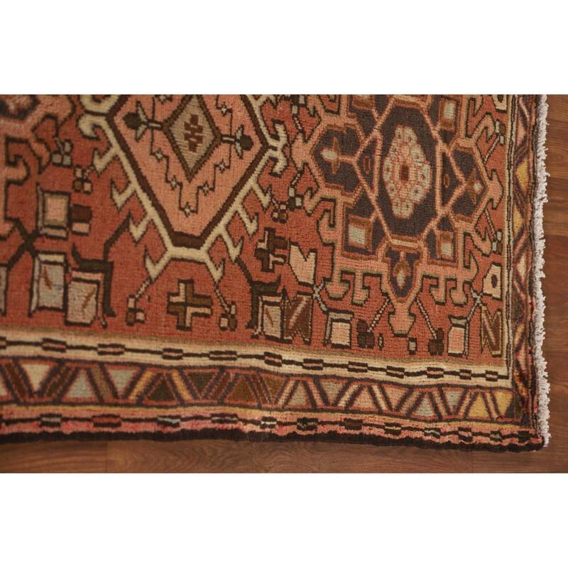 Vegetable Dye Orange Gharajeh Persian Vintage Runner Rug Wool Carpet - 2'4"x 9'7"