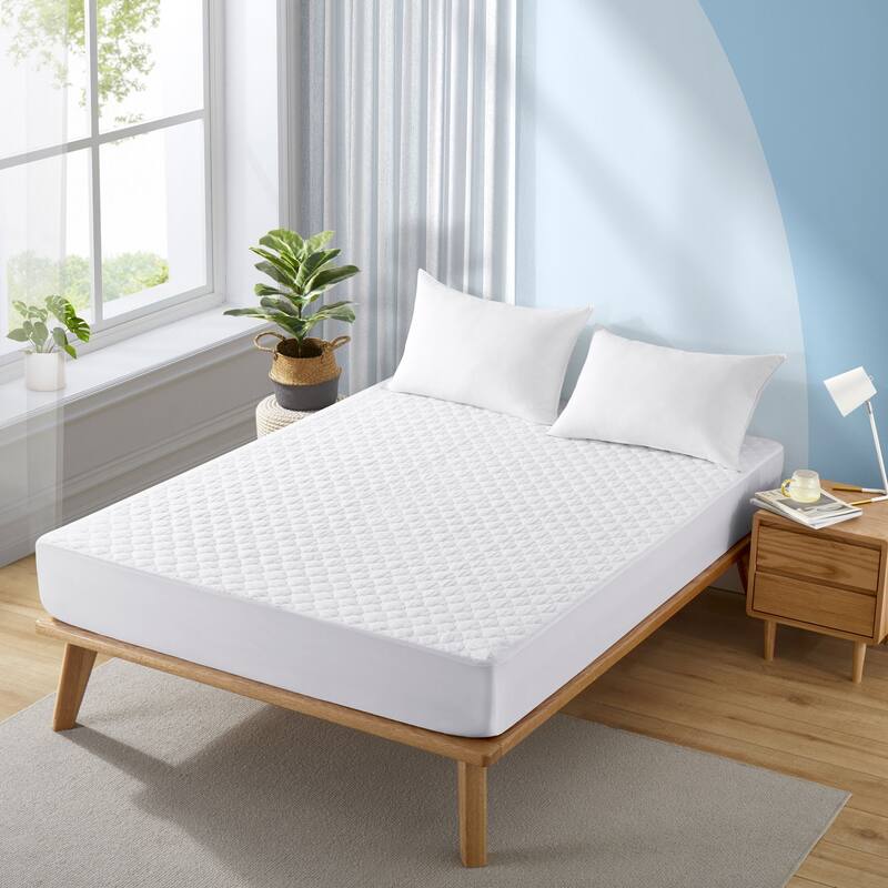 Ultrasonic Quilting Waterproof Mattress Protector Pad Cover - White