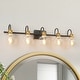 preview thumbnail 14 of 32, Olia Modern Black Gold 3/4/5-Light Bathroom Vanity Light Globe Glass Wall Sconce L35.5" x 7.1'' W x 8.6'' H - 5-Light