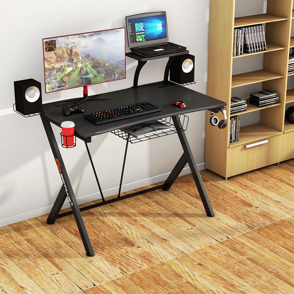 Gaming desk clearance with headset holder