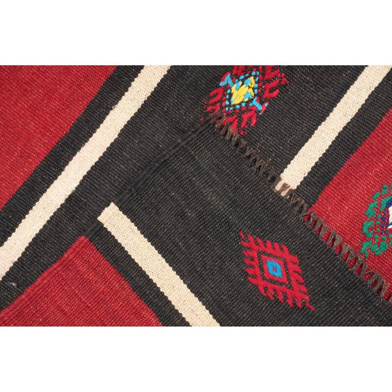 Hand Woven Oriental 100% Wool Carpet Southwestern Tribal Red Kilim Area Rug - 10' 3'' X 5' 8''