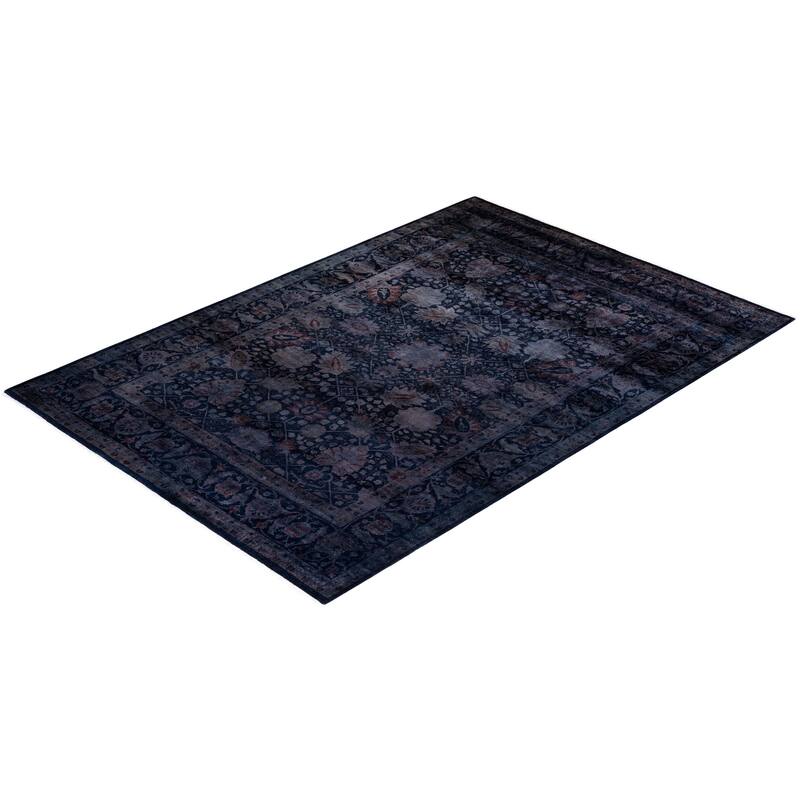 Overton Hand Knotted Wool Vintage Inspired Modern Contemporary Overdyed Purple Area Rug - 6' 2" x 9' 2"