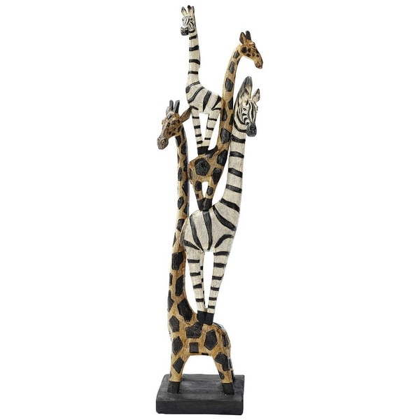 Design Toscano Zebra and Giraffe Menagerie African Totem Statue