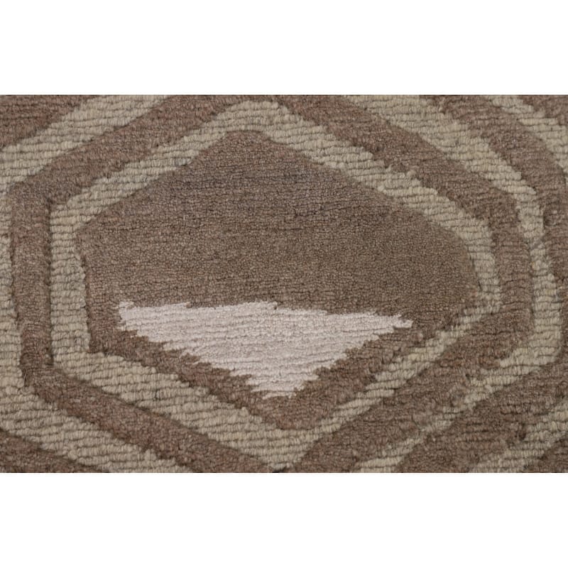 Geometric Indo Modern Area Rug Handmade Wool Carpet - 8'11"x 11'9"