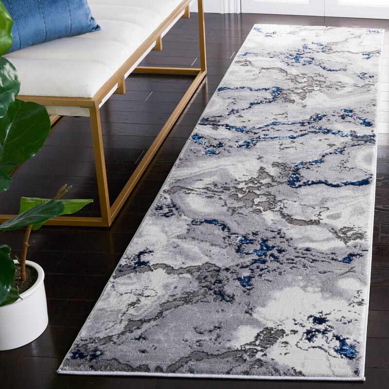 SAFAVIEH Craft Panajota Modern & Contemporary Rug - 2'3" x 10' Runner - Grey/Blue