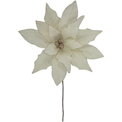 24" Cream Poinsettia Christmas Stem Spray