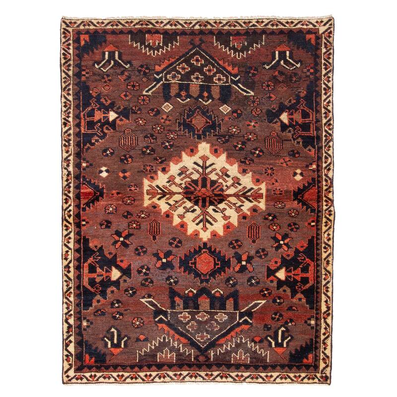 ECARPETGALLERY Hand-knotted Konya Anatolian Dark Brown Wool Rug - 4'6 x 6'0