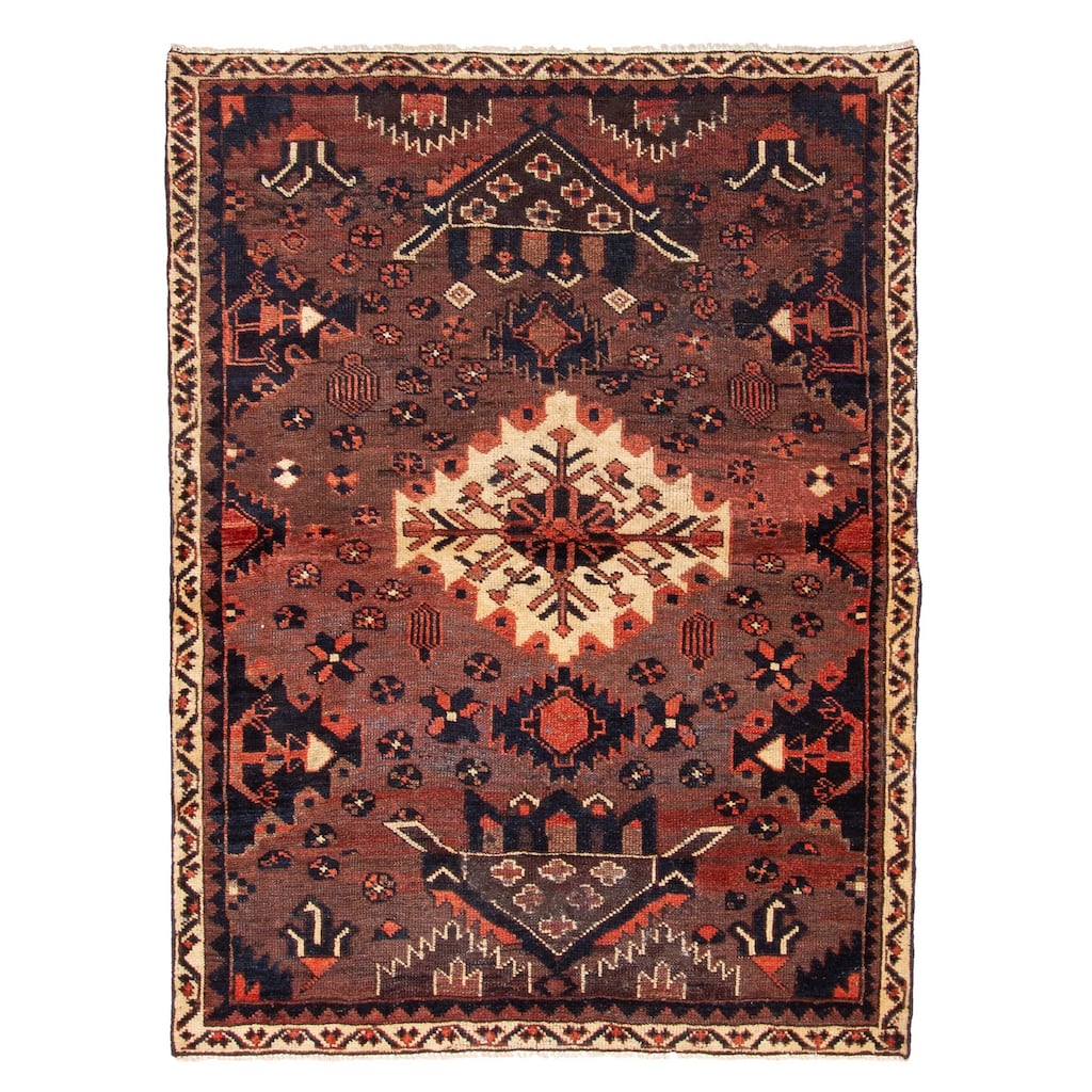 ECARPETGALLERY Hand-knotted Konya Anatolian Dark Brown Wool Rug - 4'6 x 6'0