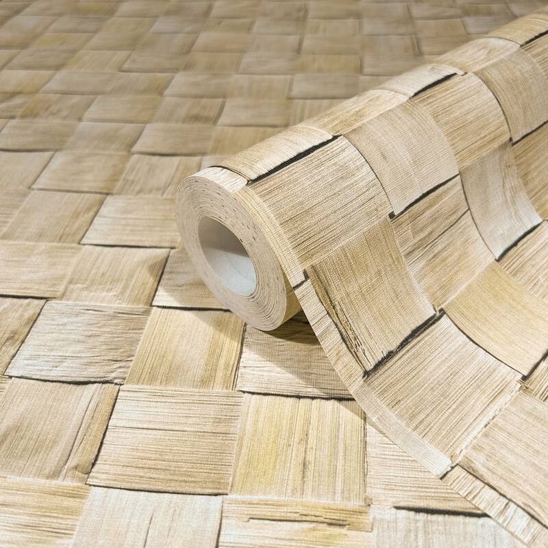 Galerie Wallcoverings Woods and Wicker Collection 3D Rattan Weave Optics Matte Finish Vinyl on Non-woven Wallpaper Roll