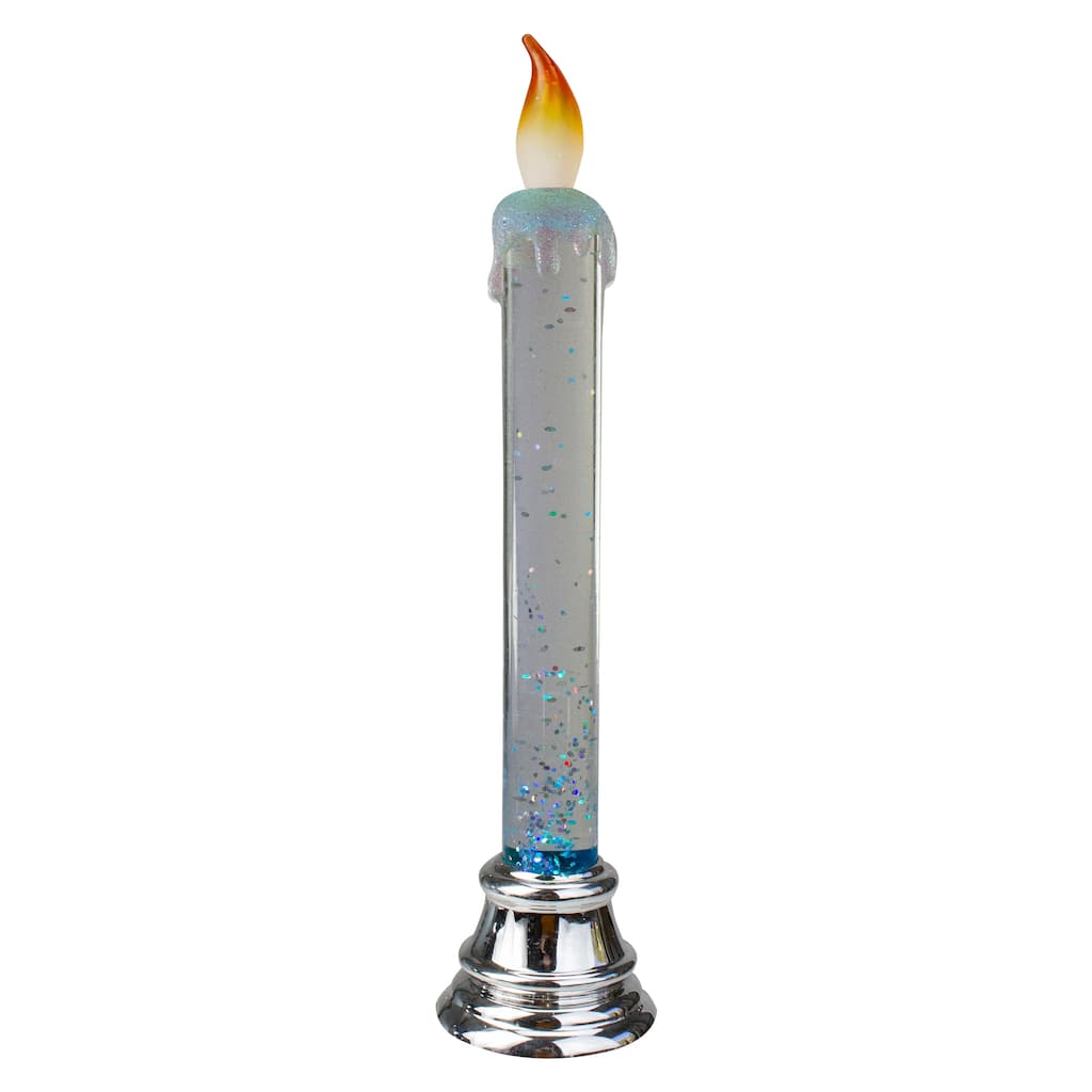 LED Glittered Flameless Christmas Candle - 9.25"