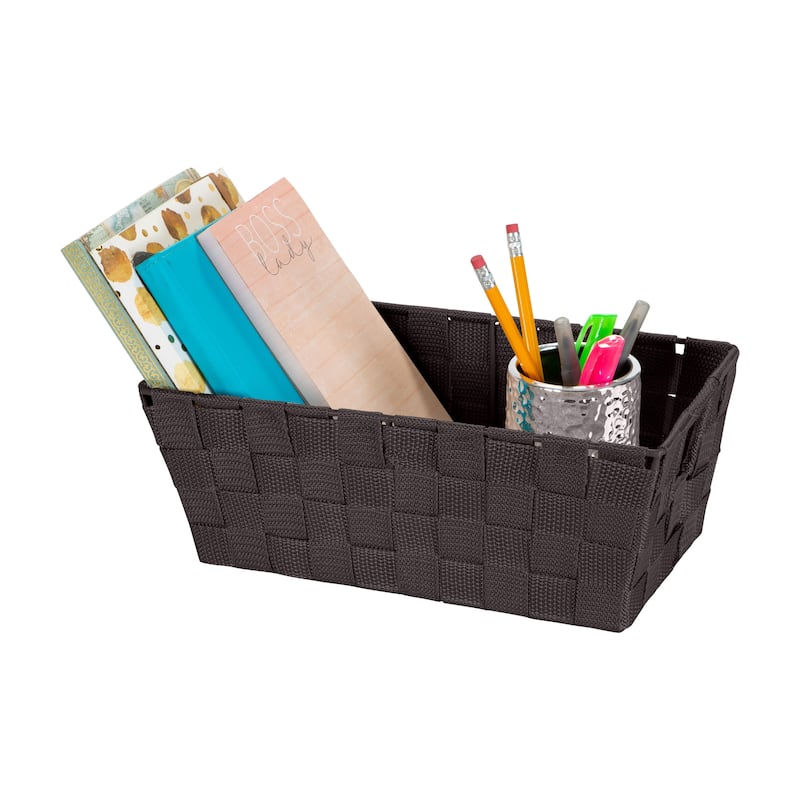 Simplify Small Woven Storage Shelf Bin in Chocolate - 6.5"x11.4"x4.50"