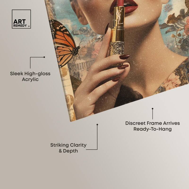 Iconic Lady Butterfly Collage II Acrylic by Art Remedy, Ready to Hang