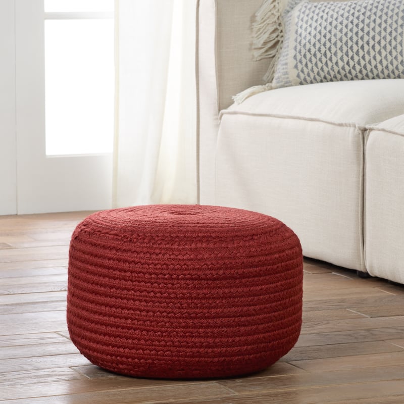 Jaipur Living Saba Solar Round Indoor/Outdoor Polyester Pouf Ottoman/Foot Stool - 18"X18"X12"