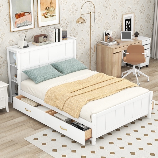 Solid wood bookcase headboard full deals