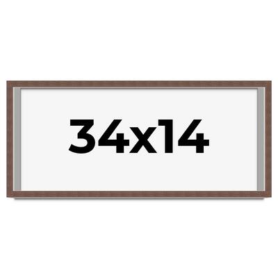 34x14 Shadow Box Frame Brown | 1.125 inches Deep Real Wood Rustic