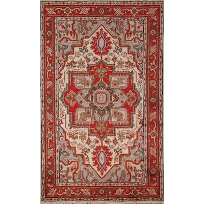Heriz Serapi Oriental Accent Rug Hand-Knotted Wool Carpet - 3'10" X 6'1"